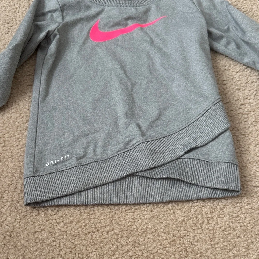 Nike Kids Gray Sweatshirt with Pink Logo